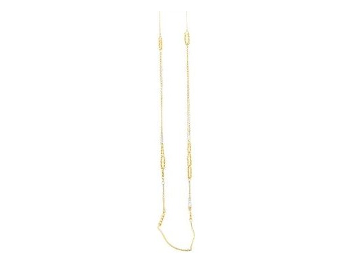 18K Yellow Gold 31.5-Inch Long Necklace with Oval Textured Beads